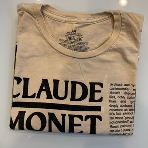 Claude Monet Crop Tee in Beige with Black Print